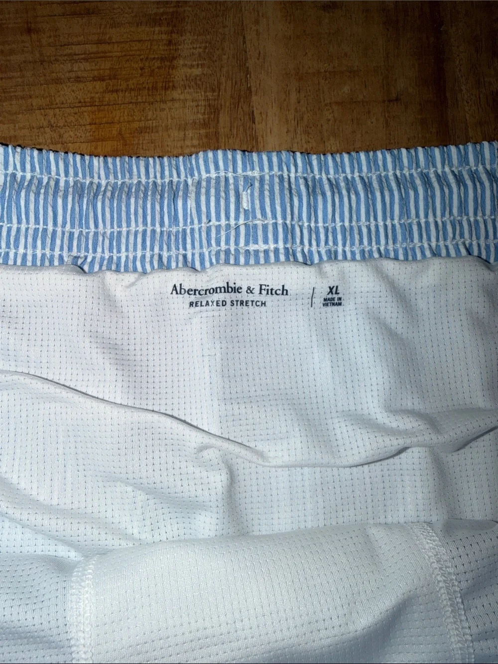 Abercrombie & Fitch Light Blue Pinstripe Athletic Shorts